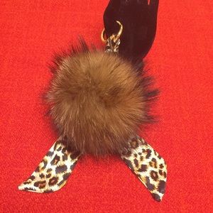 ❤️SOLD -fur ball purse charm, scarf❤️